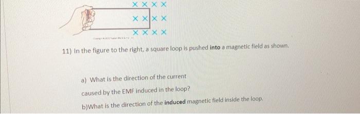 Solved 11) In the figure to the right, a square loop is | Chegg.com