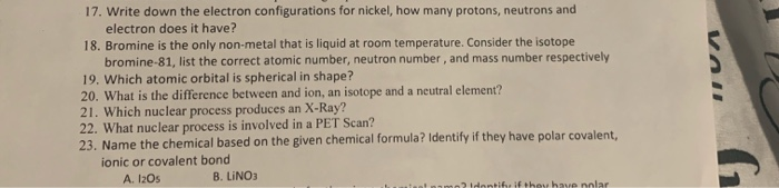 17 Write Down The Electron Configurations For Nic