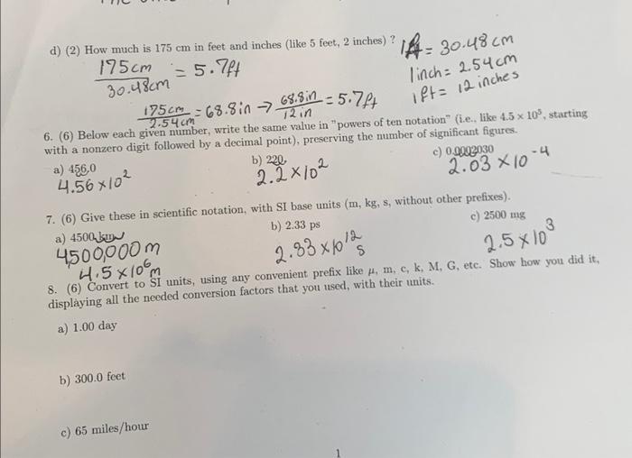 Solved d 2 How much is 175 cm in feet and inches like 5