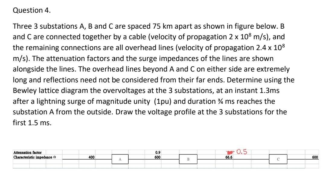 Solved Question 4. Three 3 Substations A, B And C Are Spaced | Chegg.com