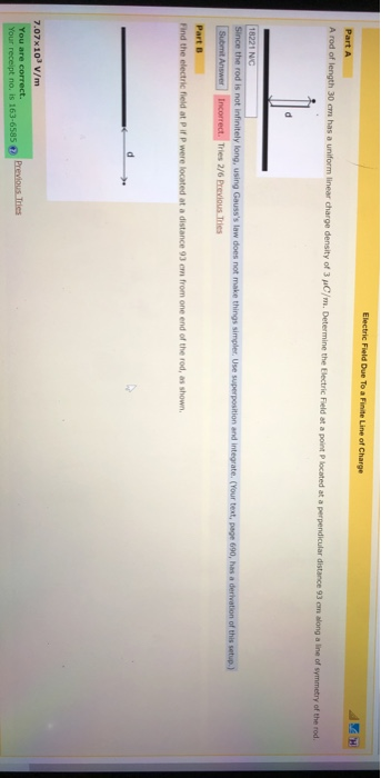 Solved Electric Field Due To a Finite Line of Charge Part A | Chegg.com