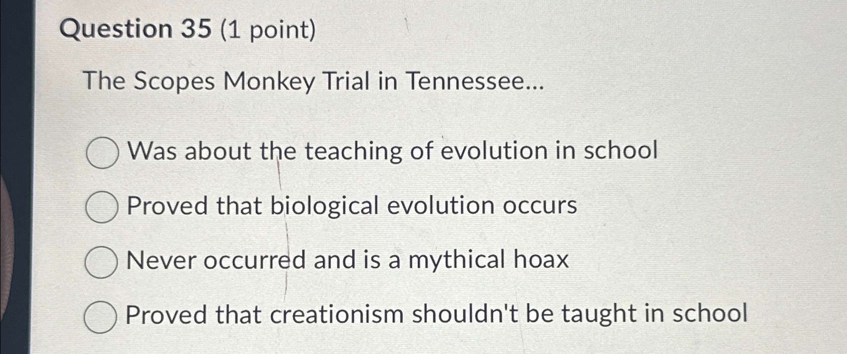 Solved Question 35 (1 ﻿point)The Scopes Monkey Trial in