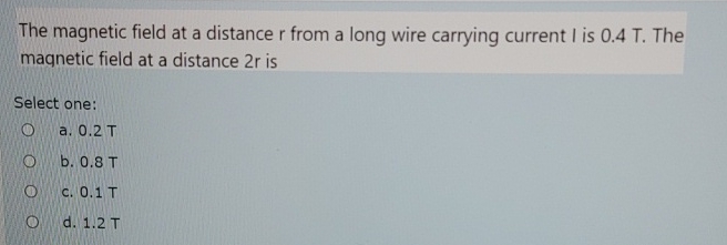 Solved The magnetic field at a distance r ﻿from a long wire | Chegg.com