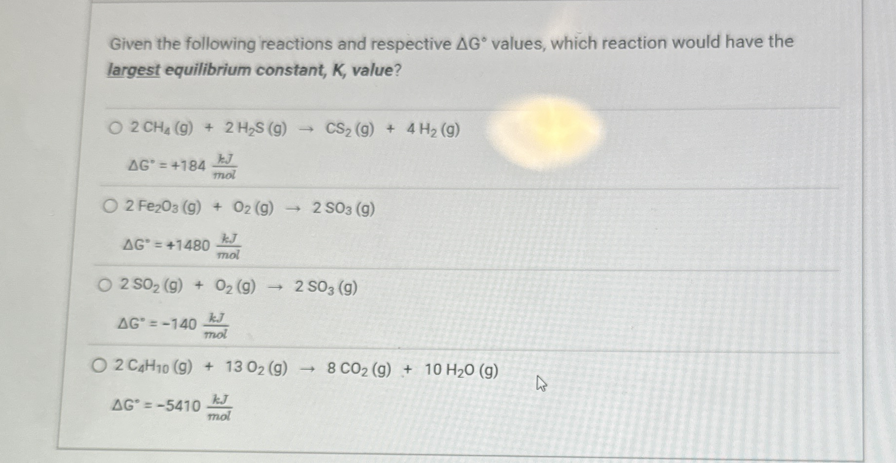 Solved Given the following reactions and respective ΔG° | Chegg.com