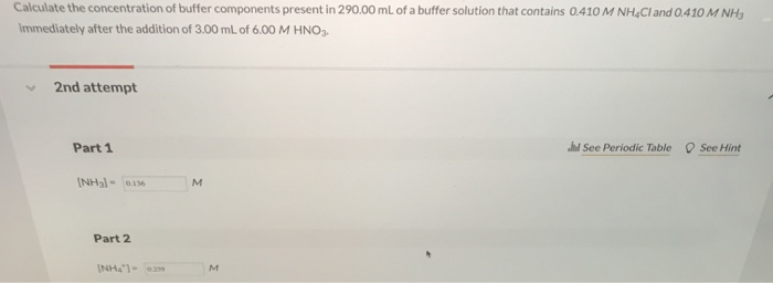 Solved Calculate the concentration of buffer components | Chegg.com