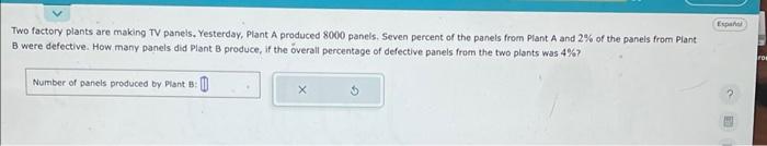 Solved Two Factory Plants Are Making TV Panels. Yesterday, | Chegg.com