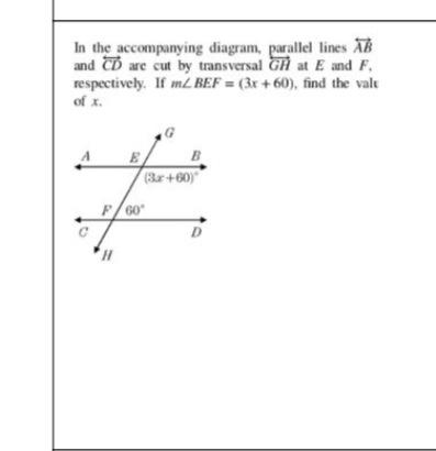 Solved In the accompanying diagram, parallel lines and | Chegg.com