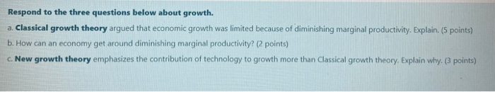 Solved Respond to the three questions below about growth. a. | Chegg.com