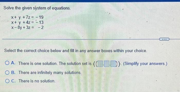 Solved Solve the given system of equations. | Chegg.com