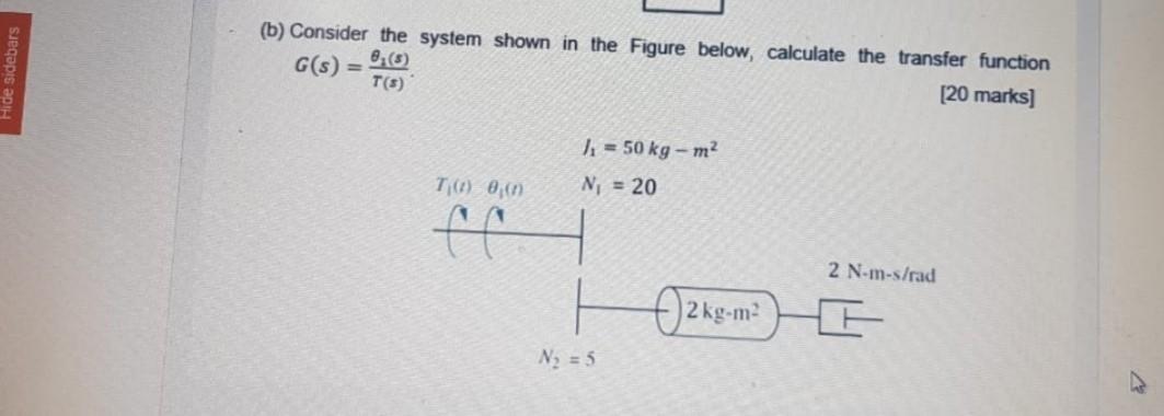 Solved (b) Consider The System Shown In The Figure Below, | Chegg.com