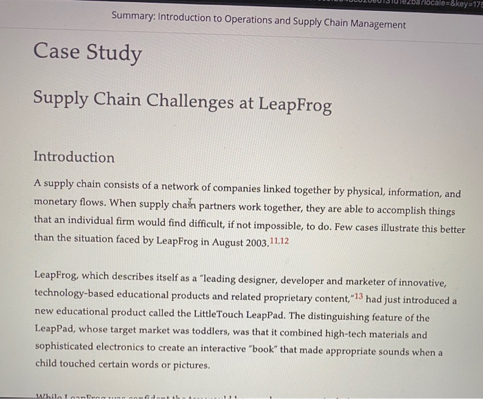supply chain case study questions