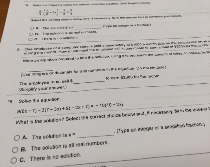 Solved 4 Solve the following using the various principles | Chegg.com