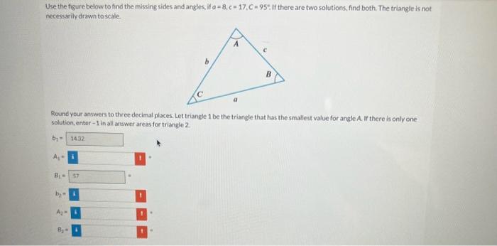 Solved Use the figure below to find the missing sides and | Chegg.com