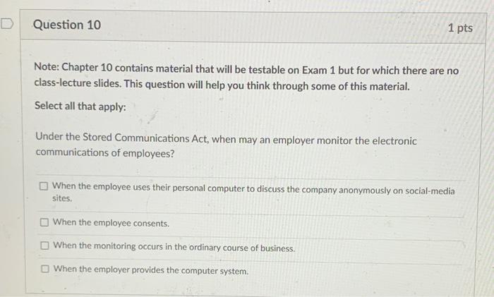 Solved D Question 10 1 pts Note: Chapter 10 contains | Chegg.com