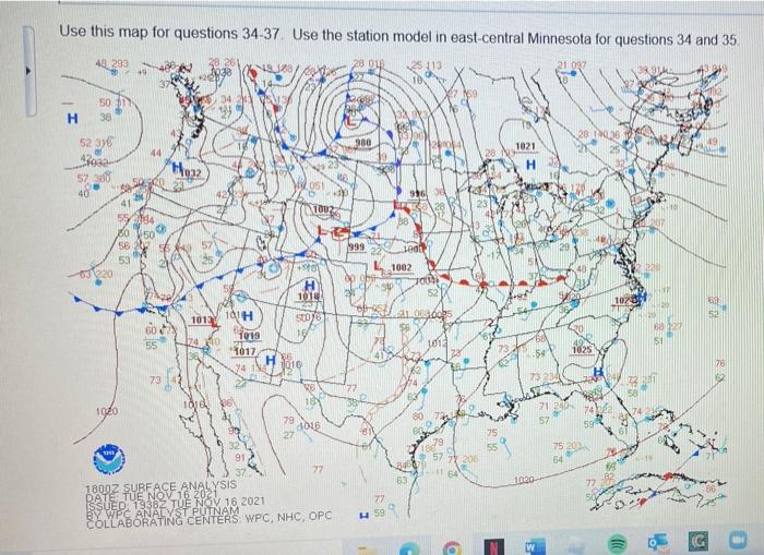 Solved 34. What are the temperature, dew point, and wind | Chegg.com