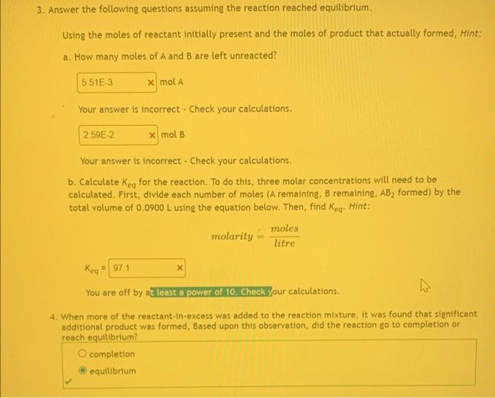 Solved Two chemicals, A and B, react according to the | Chegg.com
