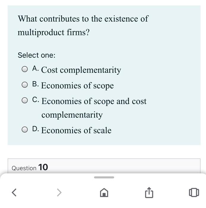 Solved What contributes to the existence of multiproduct | Chegg.com
