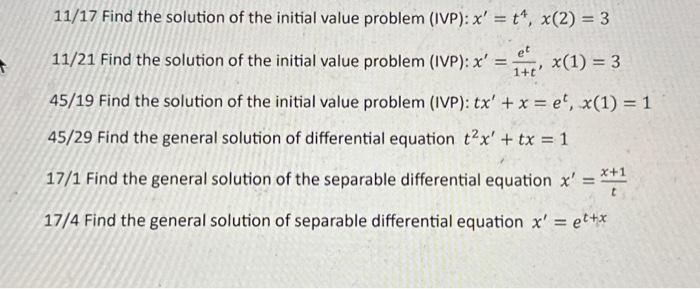 Solved 11/17 Find the solution of the initial value problem | Chegg.com