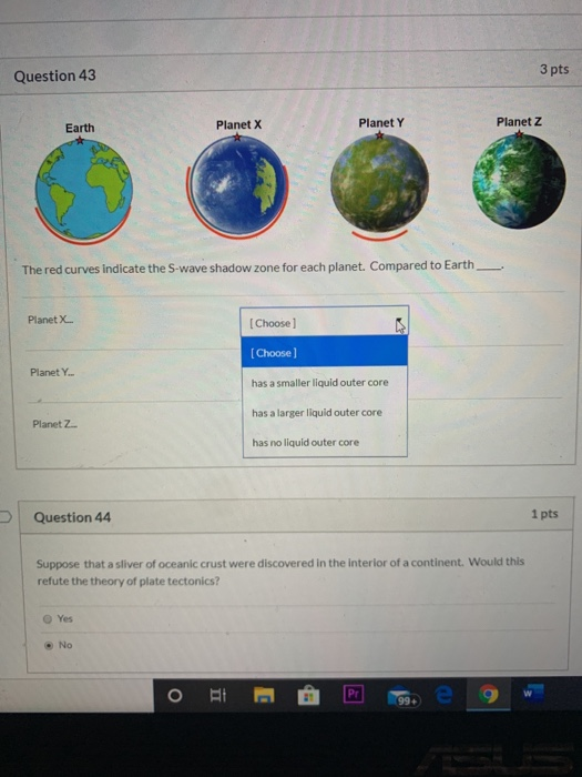 Solved Question 43 3 Pts Earth Planet X Planet Y Planet Z Chegg Com