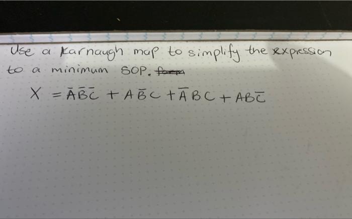 Solved Use A Karnaugh Map To Simplify The Expression To A | Chegg.com