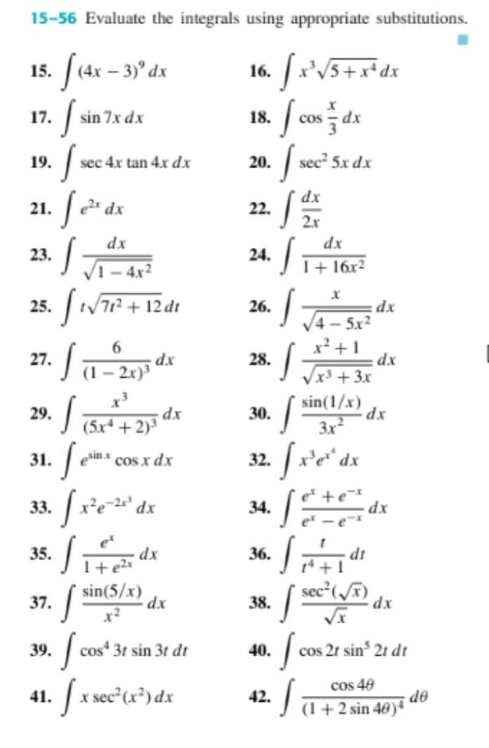 Solved 15-56 Evaluate the integrals using appropriate | Chegg.com