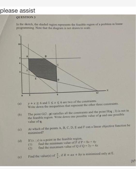 Solved please assist QUESTION 3 In the sketch, the shaded | Chegg.com