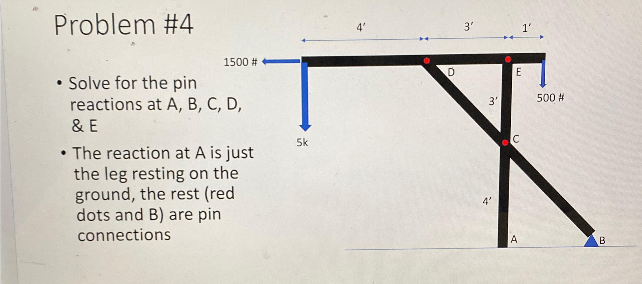 Problem #4Solve for the pin reactions at A,B,C,D, ﻿& | Chegg.com