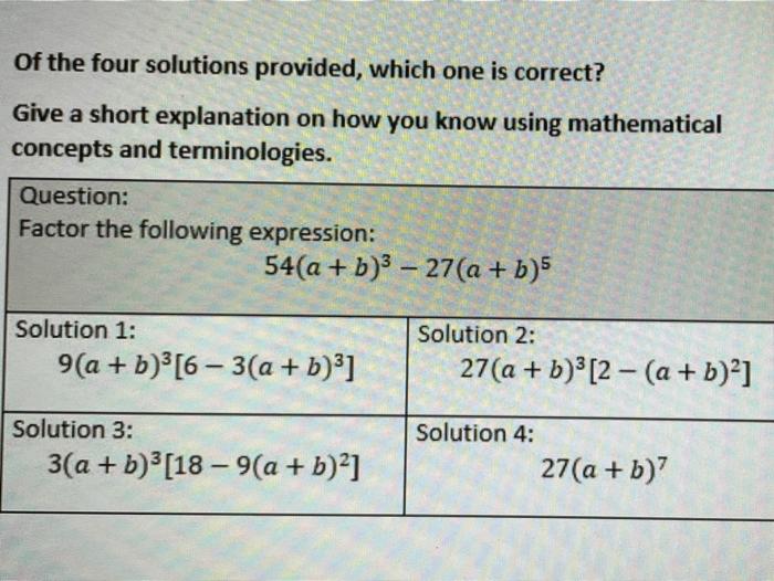 Solved of the four solutions provided, which one is correct? | Chegg.com