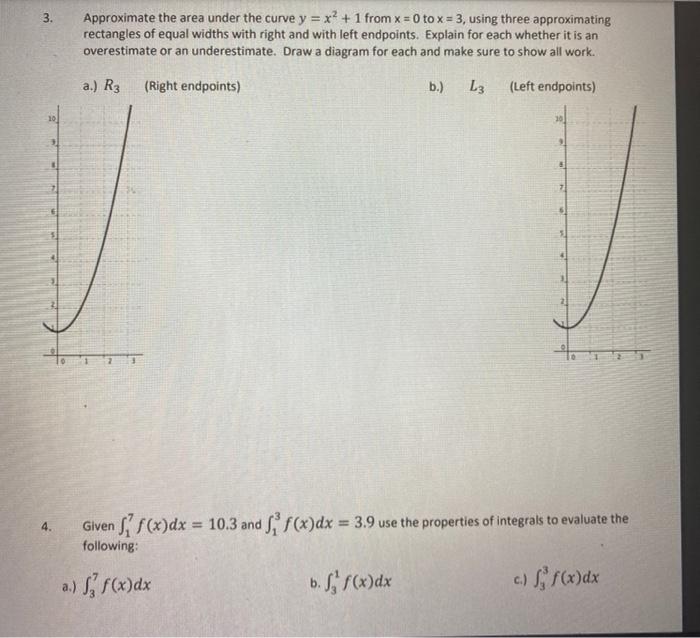 Solved 3. Approximate the area under the curve y = x2 + 1 | Chegg.com