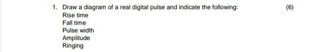 Solved (6) 1. Draw a diagram of a real digital pulse and | Chegg.com