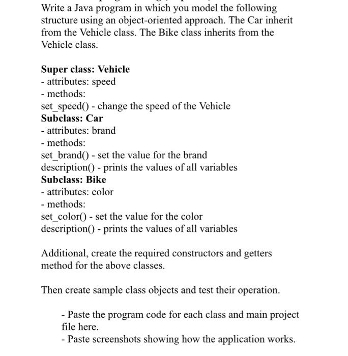 Solved Write a Java program in which you model the following | Chegg.com