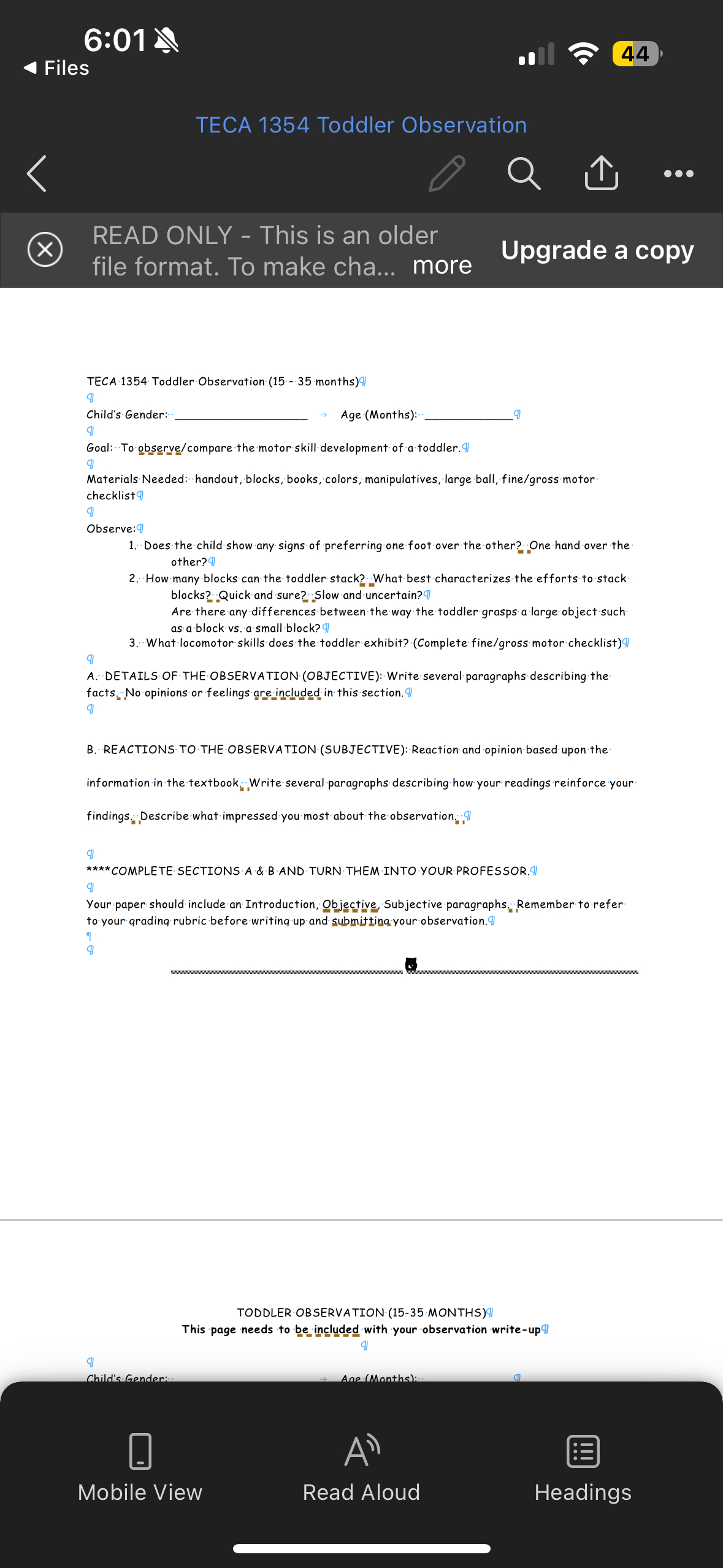 Solved TECA 1354 ﻿Toddler Observation (15 - 35 | Chegg.com