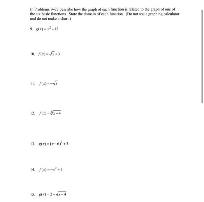 Solved In Problems 9–22 describe how the graph of each | Chegg.com