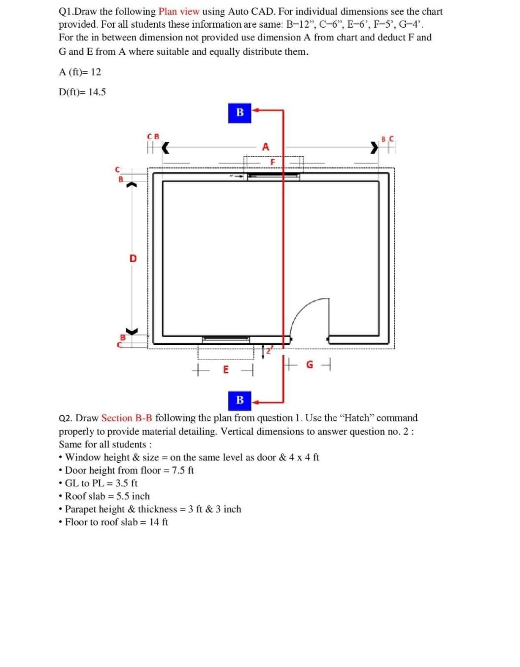 Solved Q1.Draw the following Plan view using Auto CAD. For | Chegg.com
