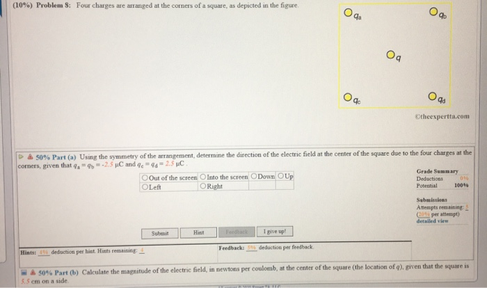 10 Problem 8 Four Charges Are Arranged At The Chegg Com 10 Problem 8 Four Charges Are Arranged At The Chegg Com