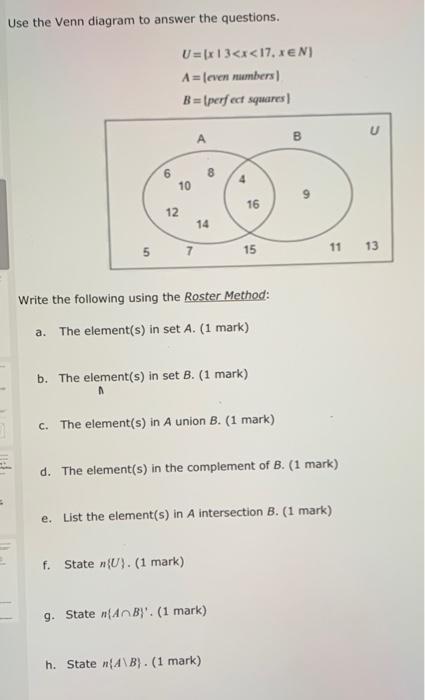 Solved 91 Use the Venn diagram to answer the questions. h | Chegg.com