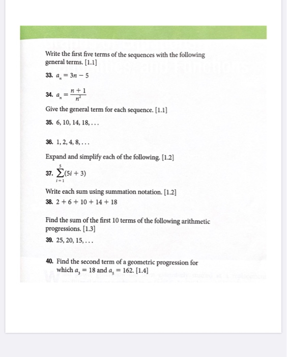 Solved Write The First Five Terms Of The Sequences With The Chegg Com Solved Write The First Five Terms Of The Sequences With The Chegg Com