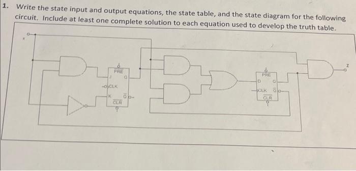 Solved 1. Write the state input and output equations, the | Chegg.com