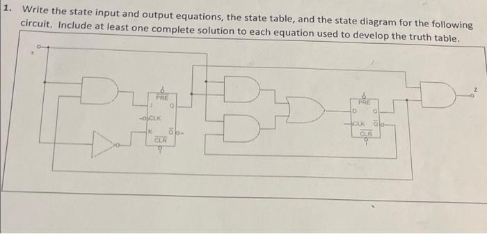 Solved 1. Write The State Input And Output Equations, The | Chegg.com