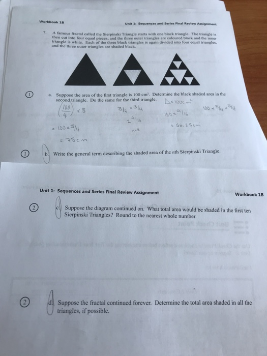 Solved Workbook 1 Unit 1: Sequences and Series Final Review | Chegg.com