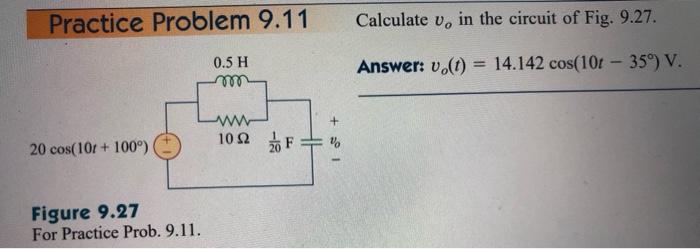 Solved Practice Problem 9.11 Calculate v, in the circuit of | Chegg.com