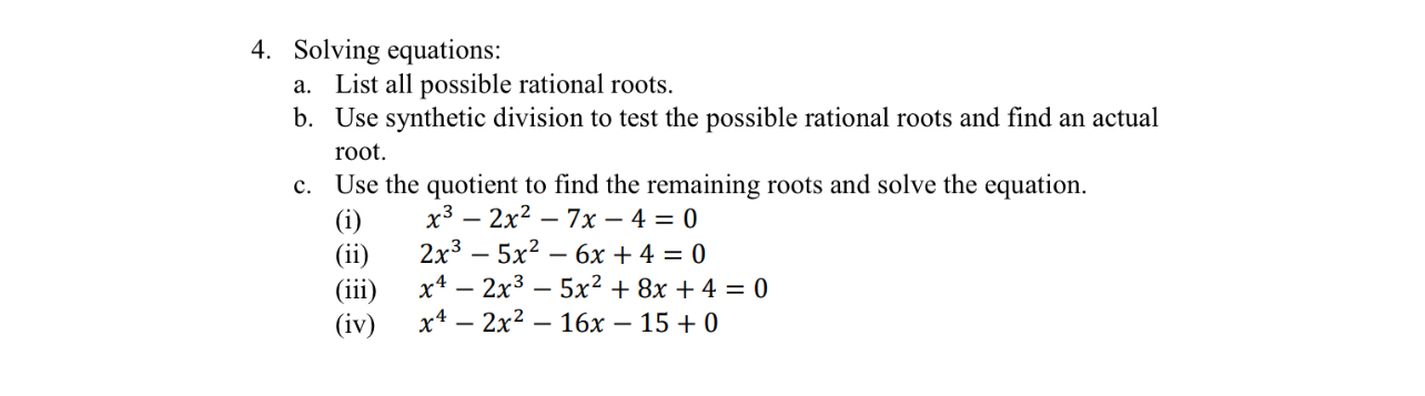 Solved Solving equations:a. ﻿List all possible rational | Chegg.com