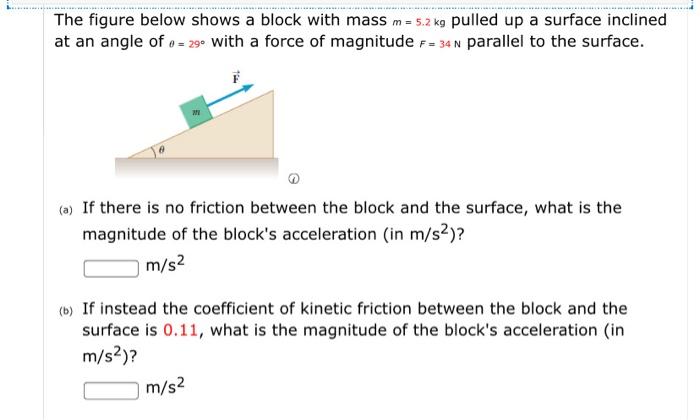 Solved The figure below shows a block with mass m = 5.7 kg