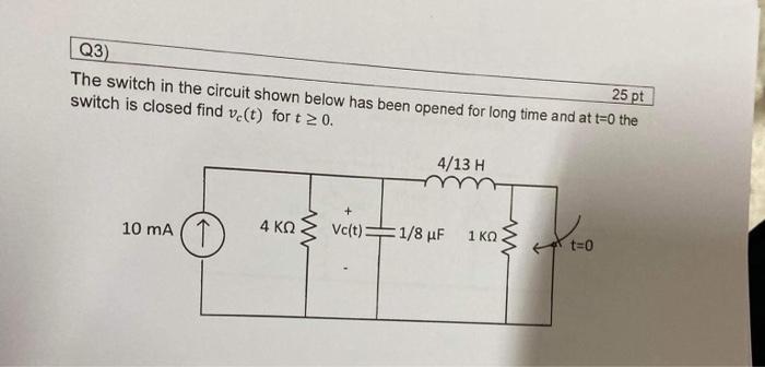 Solved The switch in the circuit shown below has been opened | Chegg.com