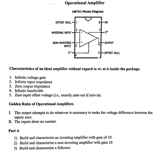 Solved Operational Amplifier LM741 Pinout Diagram OFFSET | Chegg.com