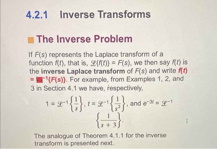 Solved The Inverse Problem If F(s) represents the Laplace | Chegg.com