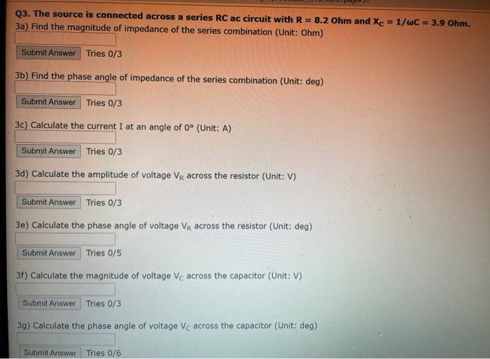 Solved Series and parallel RL and RC circuits with an AC | Chegg.com