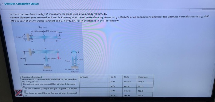 Solved Question Completion Status: In the structure shown, | Chegg.com