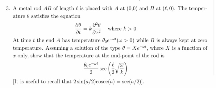 Solved 3 A Metal Rod Ab Of Length L Is Placed With A At Chegg Com