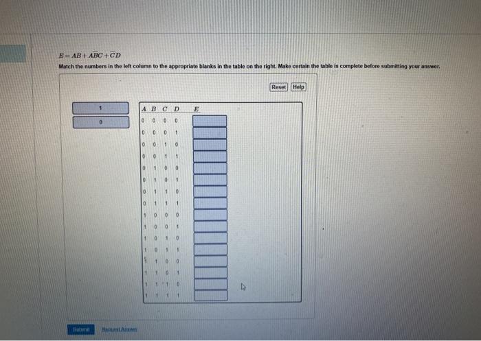 Solved E AB + ABC + CD Match the numbers in the left column | Chegg.com